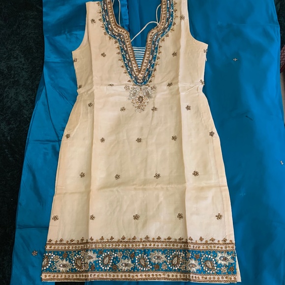 Other - Indian Blue with Off white Pajami full Suit